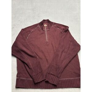 Tommy Bahama Men's Burgundy Cotton 1/4 Zip Sweater Pullover Size L